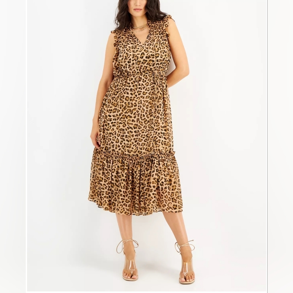 INC INTERNATIONAL CONCEPTS Women's Cheetah-Print Flutter-Sleeve Dress
